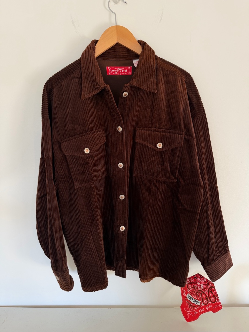 VTG 90s OnFire Brown Corduroy Overshirt Jacket Men’s 42 NWT  100% cotton western
